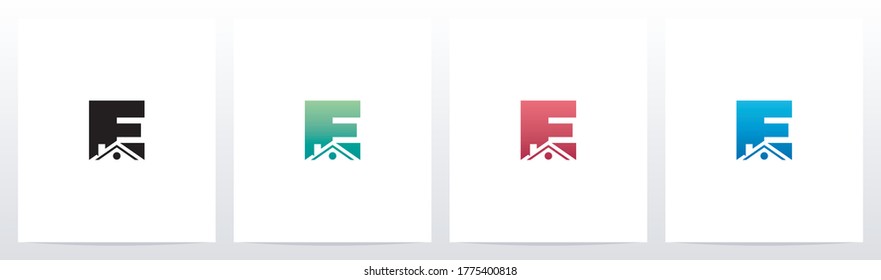 House Roof On Letter Logo Design E