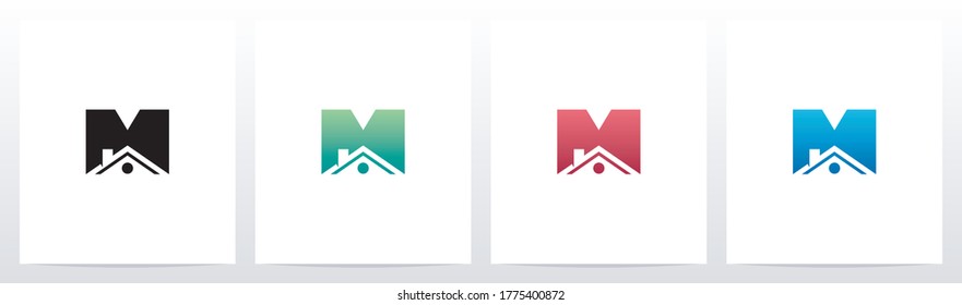 House Roof On Letter Logo Design M