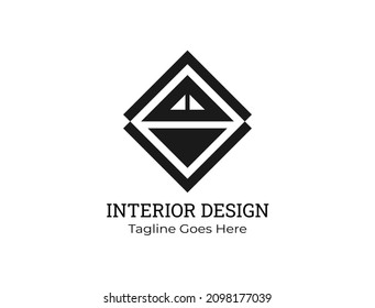 House roof silhouette in cardboard box for interior design logo