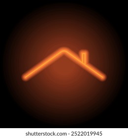 House roof simple icon vector. Flat design. Orange neon on black background.ai
