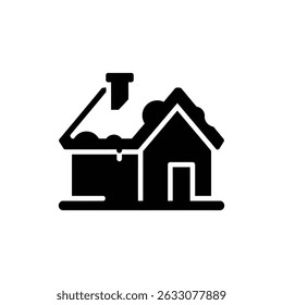 House Roof with Snow and Chimney for Christmas and Winter Themes