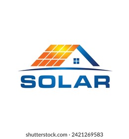 House roof with solar energy logo design