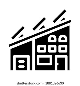 house roof with solar panels glyph icon vector. house roof with solar panels sign. isolated contour symbol black illustration