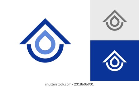 House roof with water drop logo design