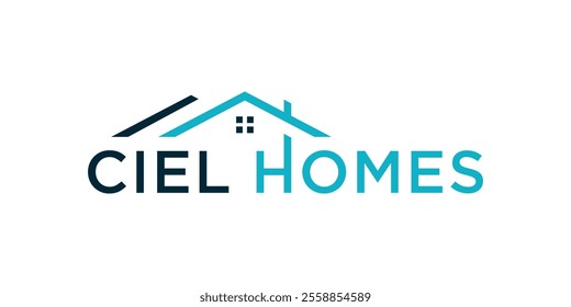 House roof and window logo, house roof and company name logo, simple house logo