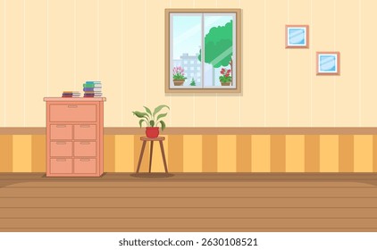Vector de fondo de la habitación de la casa, ilustración de la sala de estar del hogar de la historieta