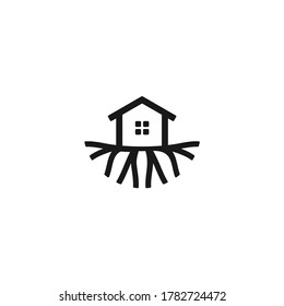 house with roots, real estate logo, nature home logo