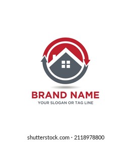 Casa con diseño de logotipo de flechas redondas