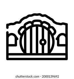house with round door line icon vector. house with round door sign. isolated contour symbol black illustration