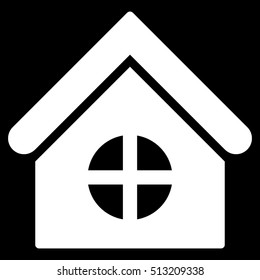 House With Round Window vector icon. Flat white symbol. Pictogram is isolated on a black background. Designed for web and software interfaces.