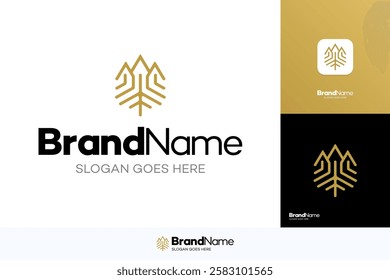 House Royal Oak logo design, real estate monogram design, monoline style symbol, modern simple forest vector templates.