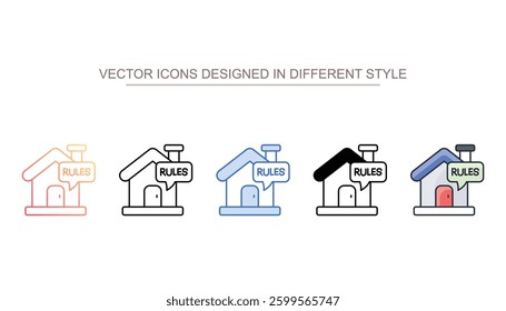 House Rules icon design with white background stock illustration