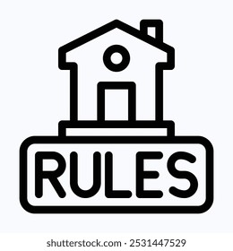 House Rules Icon, Shared Housing Rules Vector Icon, Isolated Lineal Vector Icon.