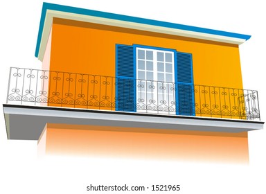 Haus - ländliche, provenzalische, südländische Architektur. Vektorgrafik