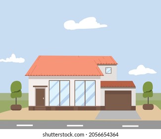 
House rustic landscape. Vector illustration