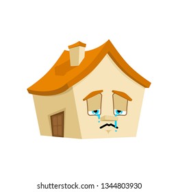 House Sad emotion isolated. Crying Home Cartoon Style. Building sorrowful Vector