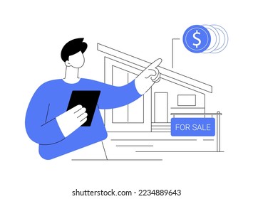 House for sale abstract concept vector illustration. Selling house best deal, real estate agent services, residential and commercial property, mortgage broker, auction bid abstract metaphor.