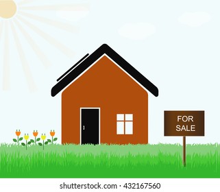 House for sale. Broker symbol. Vector.