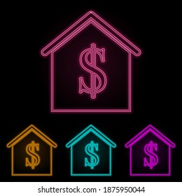 house for sale color neon set. Simple thin line, outline vector of web icons for ui and ux, website or mobile application
