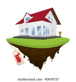 House for sale, conceptual real-estate icon on white background