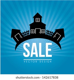 house for sale design over blue background vector illustration