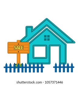House For Sale. Flat design. Vector illustration on background