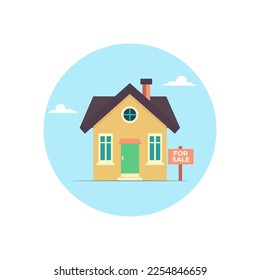 House for sale icon. Flat design vector illustration. 