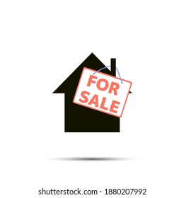 House for sale icon on white background. flat style. real estate concept. furniture symbol. for sale sign
