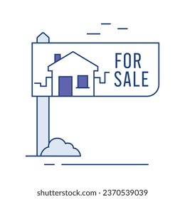 House for Sale Icon. Property Listing, Real Estate Sale. The house for sale icon indicates a property listing and the availability of real estate for sale.