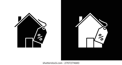 Haus zu verkaufen Symbol in solider Silhouette. Vektorgrafik.