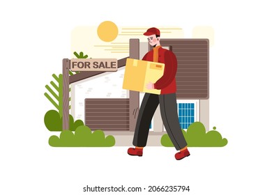 House for sale Illustration concept. Flat illustration isolated on white background.