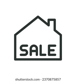 House for sale isolated icon, suburban house for sale vector icon with editable stroke