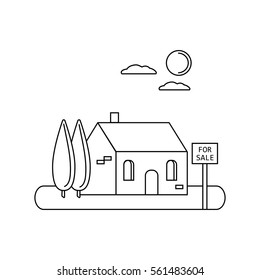 House For Sale. Line icon. Vector illustration flat design