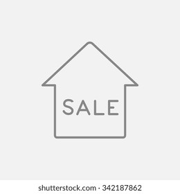 House for sale line icon for web, mobile and infographics. Vector dark grey icon isolated on light grey background.