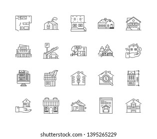 House for sale line icons, signs, vector set, outline illustration concept 
