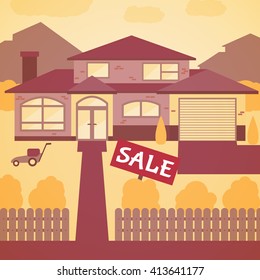 House for sale on a background of other houses