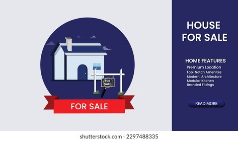 House for sale, Real estate business concept banner.