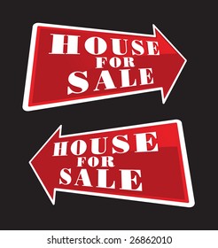 House For Sale Real Estate Sign Arrows.