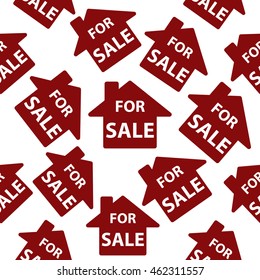 House for sale. Seamless red pattern.