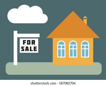 House for sale - simple vector real estate illustration.
