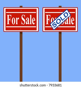 House for sale and sold signs vector.
