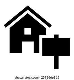 house for sale solid icon, representing real estate, property listing, home selling, investment.