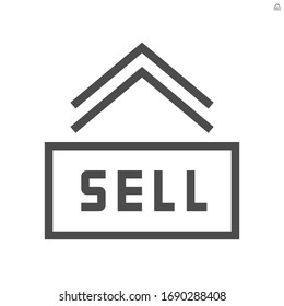 House for sale vector icon. That foreclose real estate or property consist of home or house building and forsale sign. Also for development, owned, rent, buy, purchase or investment. 48x48 pixel.