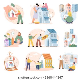 House for sale. Vector illustration The mortgage loallowed buyer to spread cost property over several years Buying residential property involved negotiating purchase price and terms The buying house