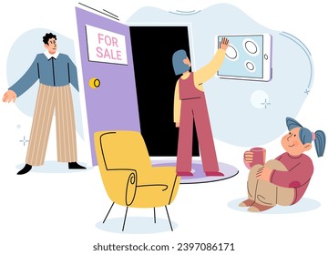 House for sale. Vector illustration Renting and investing in house required evaluating potential rental yield and property appreciation The mortgage loapplication required providing documentation