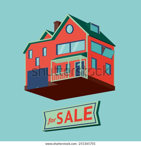 House Sale Vintage Isolated Cottage Stock Vector Royalty Free