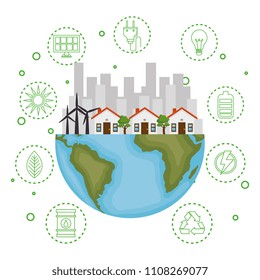 house with save the world icons