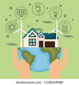 house with save the world icons