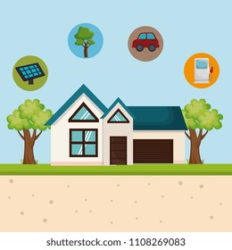 house with save the world icons