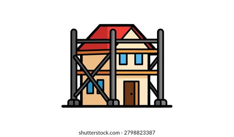 A house with scaffolding around it